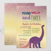 Invitation d'anniversaire 3 ans Young Wild and Thr (Devant / Derrière)