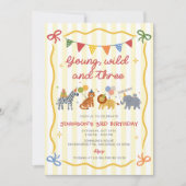 Invitation d'anniversaire 3 ans Young Wild & Three (Devant)