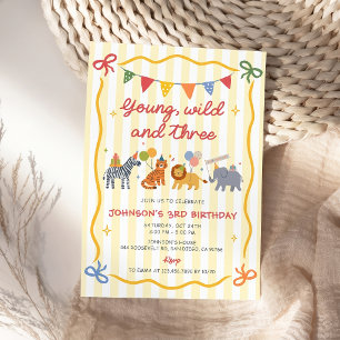 Invitation d'anniversaire 3 ans Young Wild & Three