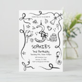 Invitation d'anniversaire 3e, main tirée 3e annive (Debout devant)