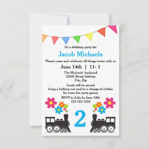 Invitation d'anniversaire 3x5 - Tout sur les train