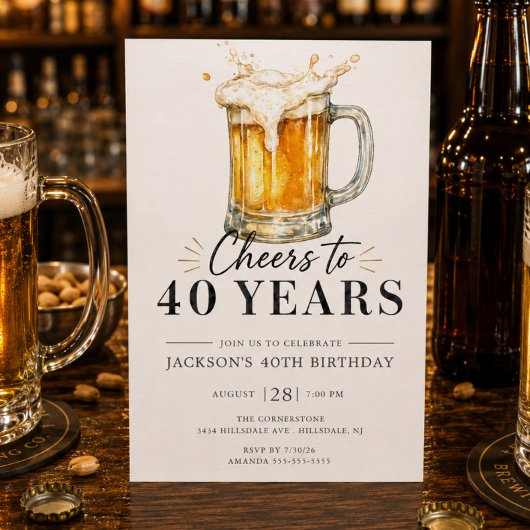 Invitation d'anniversaire 40 ans à Cheers