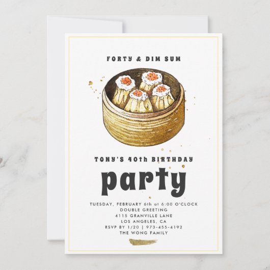 Invitation d'anniversaire 40 ans au Dim Sum Modern (Devant)