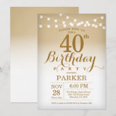 Invitation d'anniversaire 40 ans avec guirlande do (Devant / Derrière)