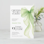 Invitation d'anniversaire 40 ans avec un ruban ver (Debout devant)