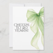 Invitation d'anniversaire 40 ans avec un ruban ver (Dos)