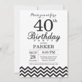Invitation d'anniversaire 40 ans Chevron noir et b (Devant)