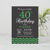 Invitation d'anniversaire 40 ans Chevron noir et v (Debout devant)
