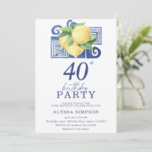 Invitation d'anniversaire 40 ans Citron Méditerran (Debout devant)