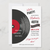 Invitation d'anniversaire 40 ans disque vinyle rét (Devant)