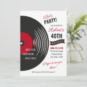 Invitation d'anniversaire 40 ans disque vinyle rét (Debout devant)