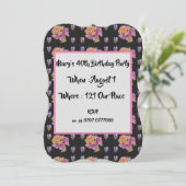 Invitation d'anniversaire 40 ans Fleurs de campagn (Debout devant)