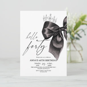 Invitation d'anniversaire 40 ans Forty Black Bow