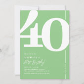 Invitation d'anniversaire 40 ans Fresh Green (Devant)