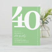Invitation d'anniversaire 40 ans Fresh Green (Debout devant)