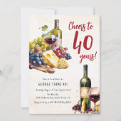 Invitation d'anniversaire 40 ans Fromage et Vin Ad (Devant)