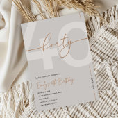 Invitation d'anniversaire 40 ans Moderne Beige & O