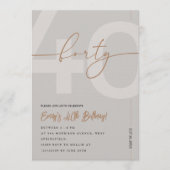 Invitation d'anniversaire 40 ans Moderne Beige & O (Devant)