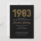 Invitation d'anniversaire 40 ans Noir et Or 1983  (Devant)