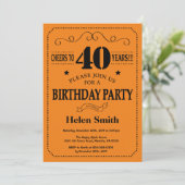 Invitation d'anniversaire 40 ans Noir et Orange (Debout devant)