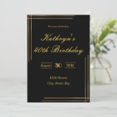 Invitation d'anniversaire 40 ans – Noir & Or | Élé (Debout devant)