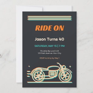Invitation d'anniversaire 40 ans Offset Neon Motor