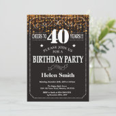 Invitation d'anniversaire 40 ans pailletée or (Debout devant)
