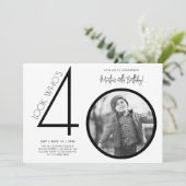 Invitation d'anniversaire 40 ans Photo Moderne (Debout devant)