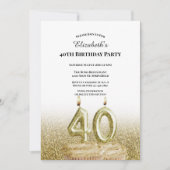 Invitation d'anniversaire 40 ans pour elle blanc e (Devant)