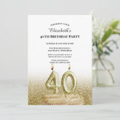 Invitation d'anniversaire 40 ans pour elle blanc e (Debout devant)