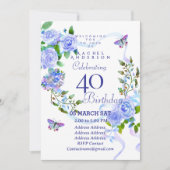 Invitation d'anniversaire 40 ans Ruban Rose Bleue (Devant)