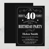 Invitation d'anniversaire 40 ans tableau noir (Devant / Derrière)