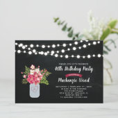 Invitation d'anniversaire 40 ans tableau noir, pot (Debout devant)