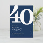 Invitation d'anniversaire 40 ans Timeless Navy (Debout devant)