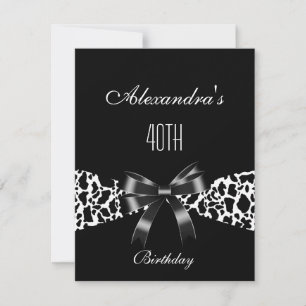 Invitation d'anniversaire 40 ans vache noir blanc