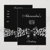 Invitation d'anniversaire 40 ans vache noir blanc (Devant / Derrière)