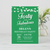 Invitation d'anniversaire 40 ans vert fabuleux (Debout devant)
