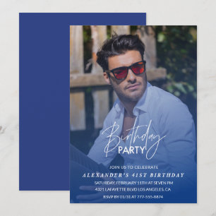 Invitation d'anniversaire 41 ans Bleue Photo de fê
