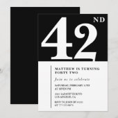 Invitation d'anniversaire 42 ans noir Élégant Chic (Devant / Derrière)