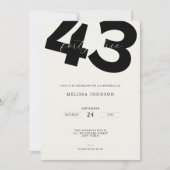 Invitation d'anniversaire 43 ans Minimal - Typo Gr (Devant)