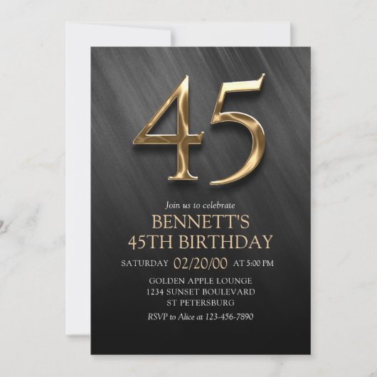 Invitation d'anniversaire 45 ans (Devant)
