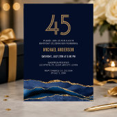 Invitation d'anniversaire 45 ans Navy Or Moderne