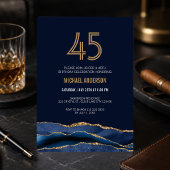 Invitation d'anniversaire 45 ans Navy Or Moderne