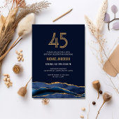 Invitation d'anniversaire 45 ans Navy Or Moderne