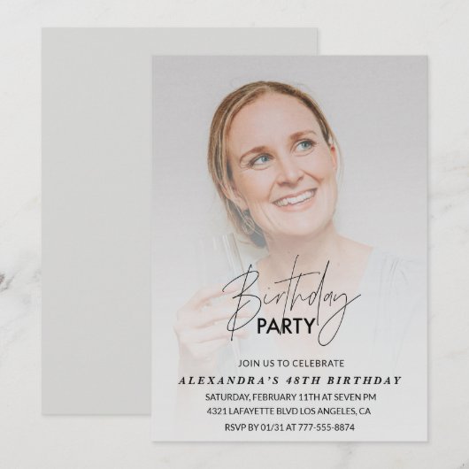 Invitation d'anniversaire 48 ans Fête d'anniversai (Devant / Derrière)