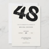 Invitation d'anniversaire 48 ans minimale - Typo g (Devant)