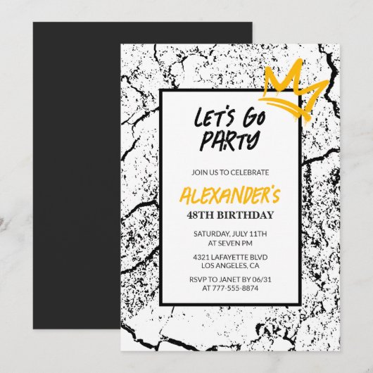Invitation d'anniversaire 48 ans pour hommes noirs (Devant / Derrière)