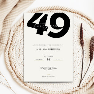 Invitation d'anniversaire 49 ans Minimal - Typo Gr