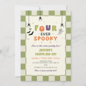Invitation d'anniversaire 4 ans colorée Halloween (Devant)