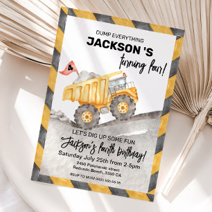 Invitation d'anniversaire 4 ans Construction, Cami